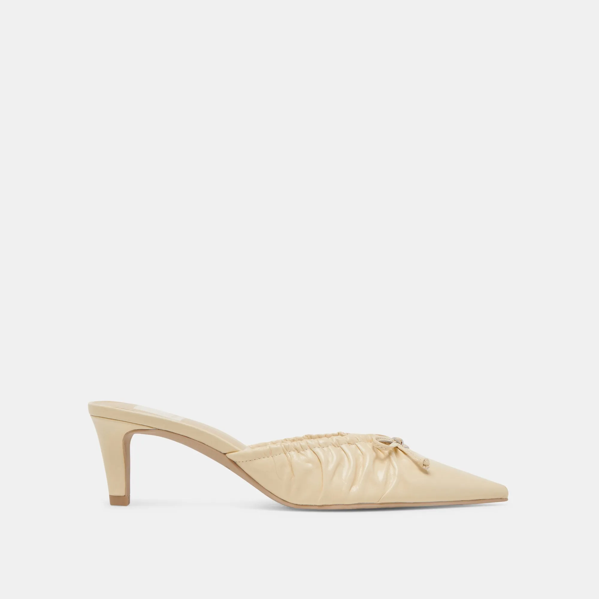 KAIRI MID HEELS LIGHT YELLOW CRINKLE PATENT Glossy Finish