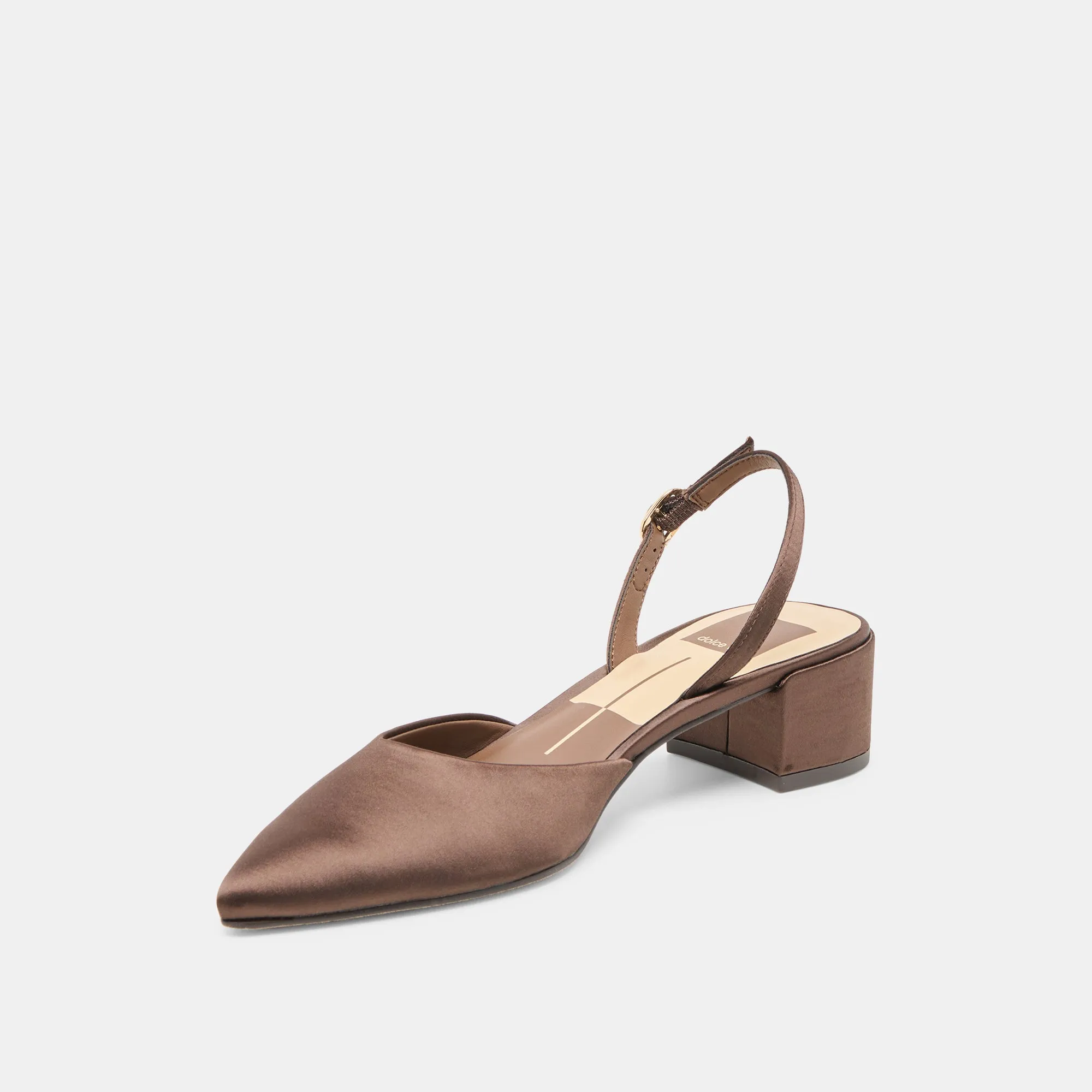 CAREL HEELS DK BROWN SATIN Dressy Stilettos Comfortable Foot Feel