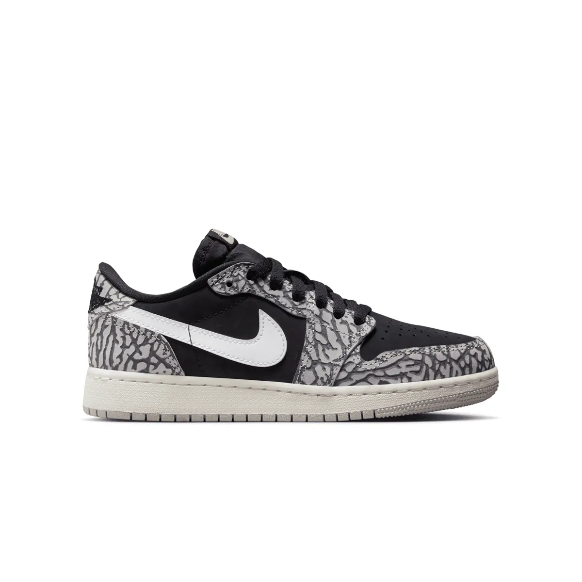 Kid's Air Jordan 1 Retro Low OG 'Black Elephant' Shock absorption Shady Run