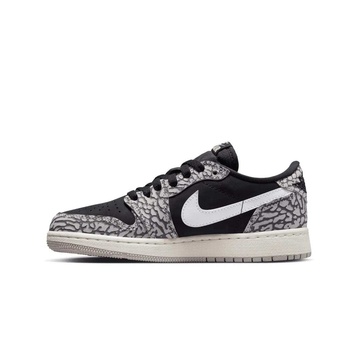 Kid's Air Jordan 1 Retro Low OG 'Black Elephant' Cushioned Insole