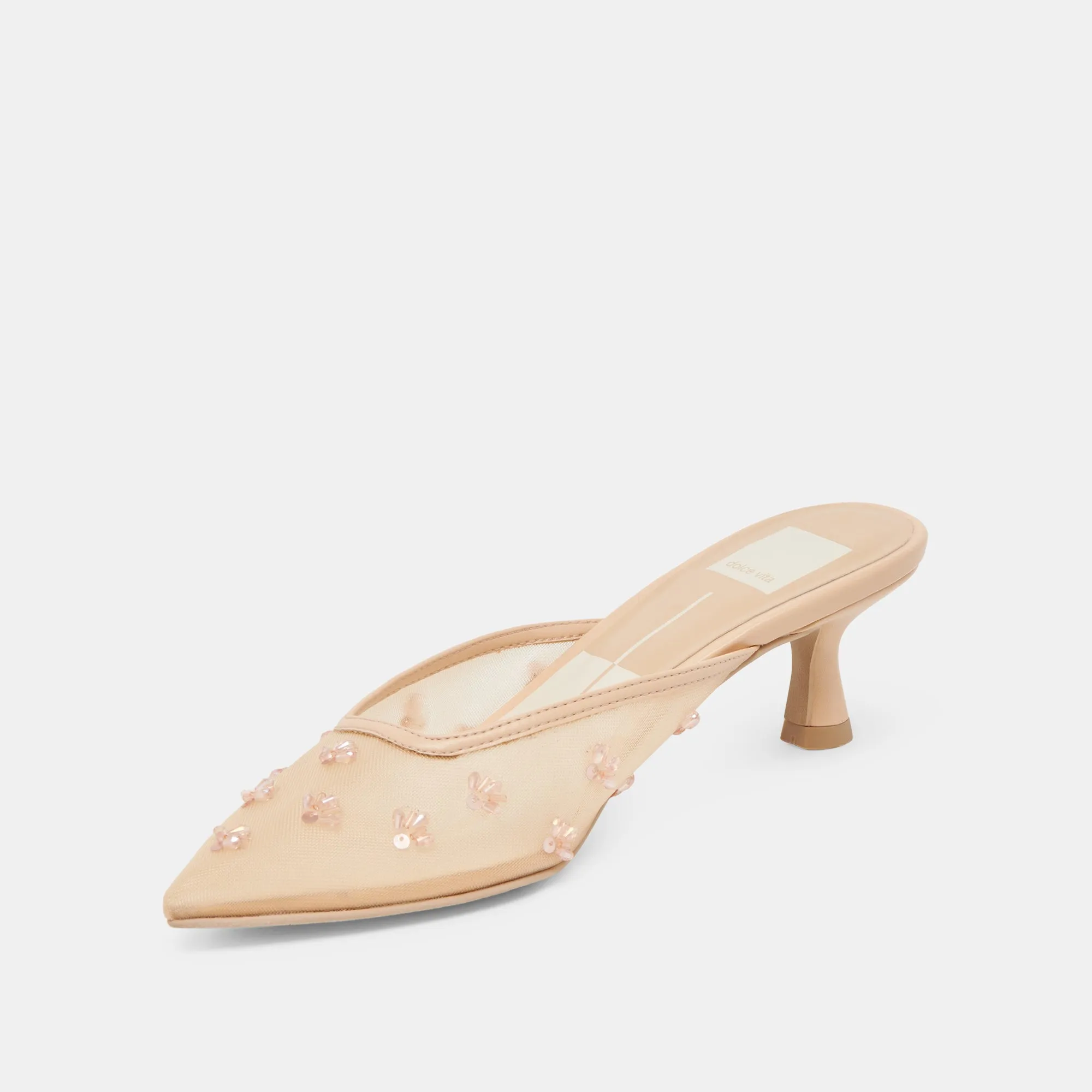 CLARA WIDE HEELS FRENCH VANILLA MESH Comfortable Footbed Comfortable Day Pumps