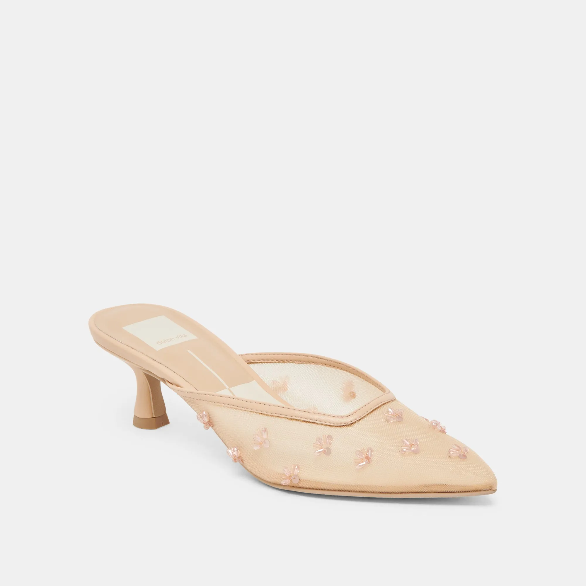 CLARA WIDE HEELS FRENCH VANILLA MESH Boho Style Heels Casual Heels