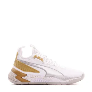 Puma Basketball Uproar Hybrid Court White Metallic Silver Men 192775-09 Anatomical Footbed