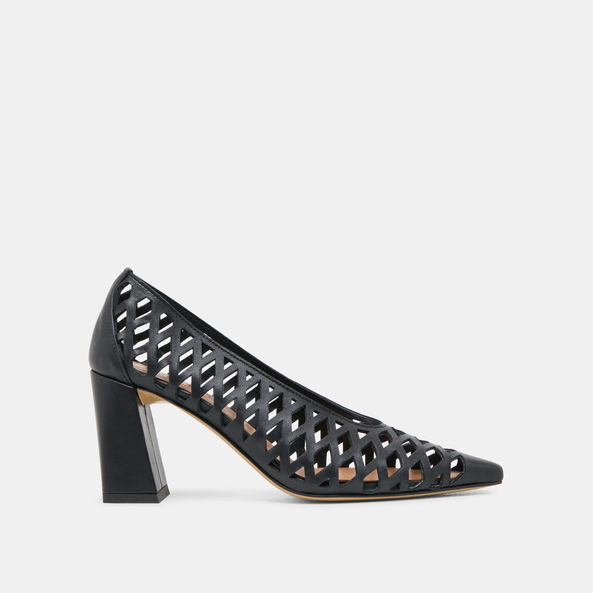TANYA HEELS BLACK WOVEN LEATHER Heel Booties