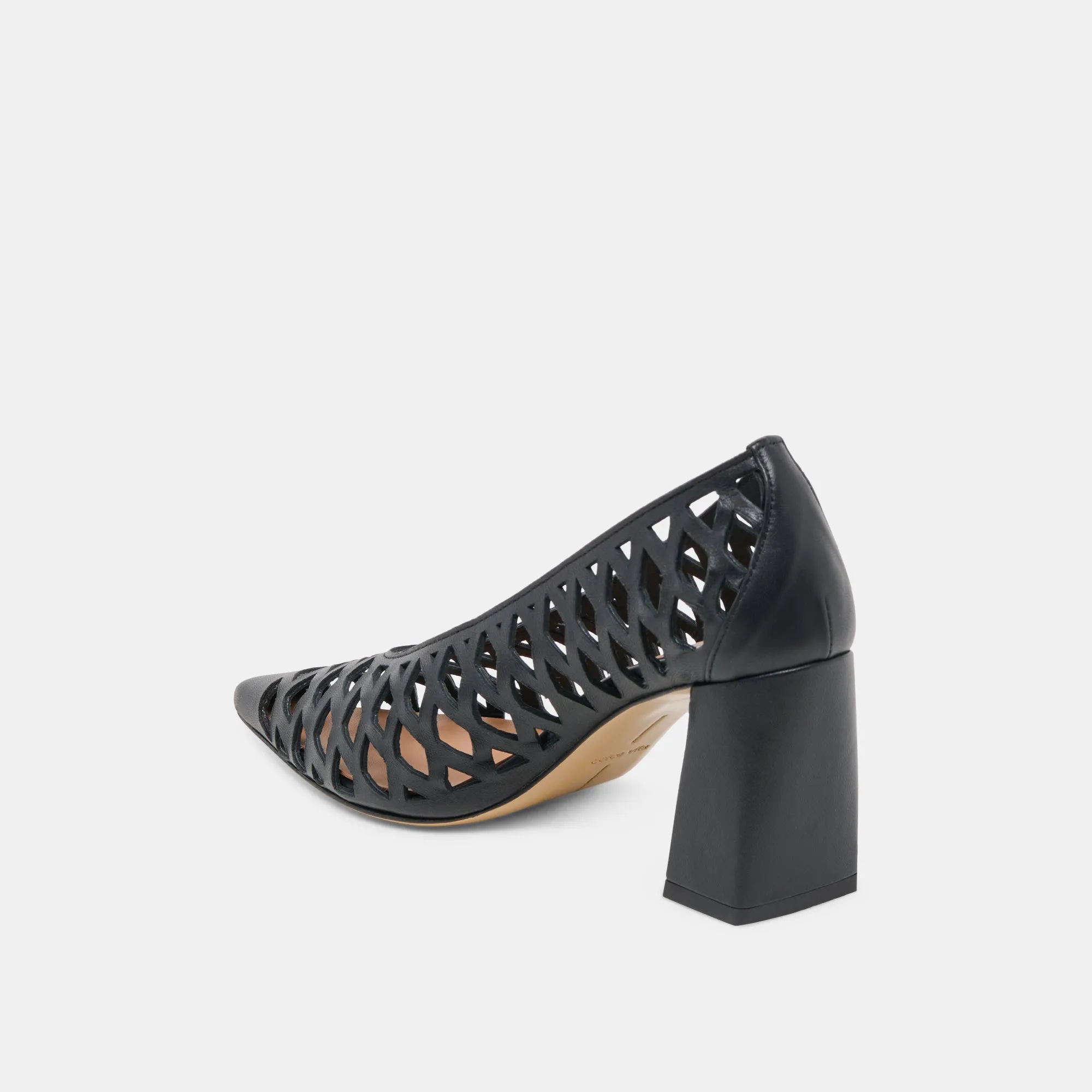 TANYA HEELS BLACK WOVEN LEATHER studded Stylish High Heels