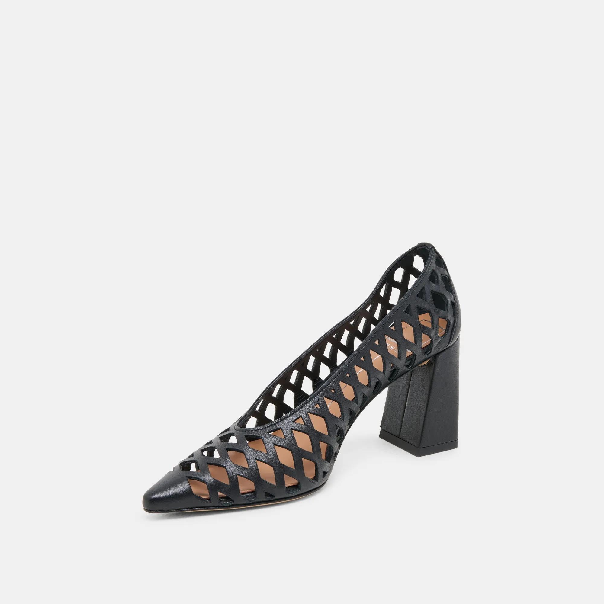 Court TANYA HEELS BLACK WOVEN LEATHER