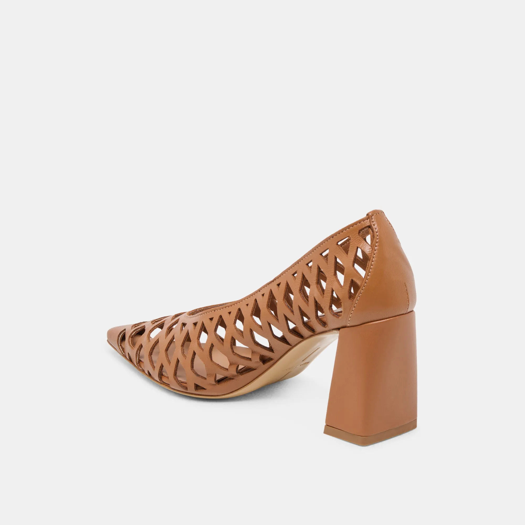 Elastic Goring TANYA HEELS COGNAC WOVEN LEATHER
