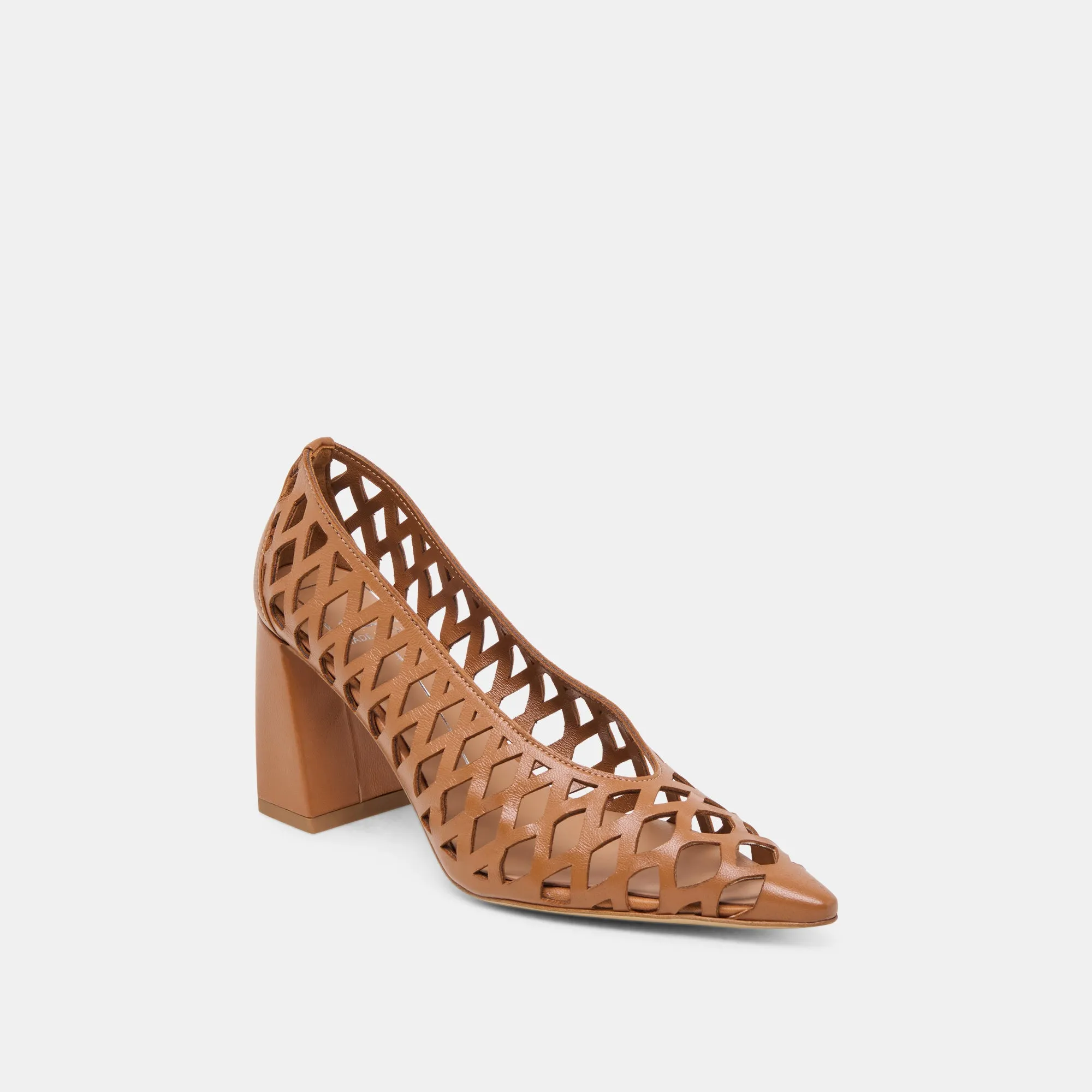 Memory foam insole TANYA HEELS COGNAC WOVEN LEATHER