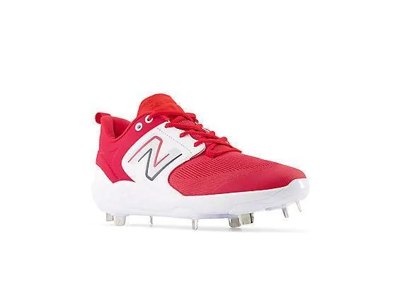 Waterproof Design Storm Wear New Balance Men's Fresh Foam X 3000 V6 Metal Baseball Cleats - Red with White - L3000TR6