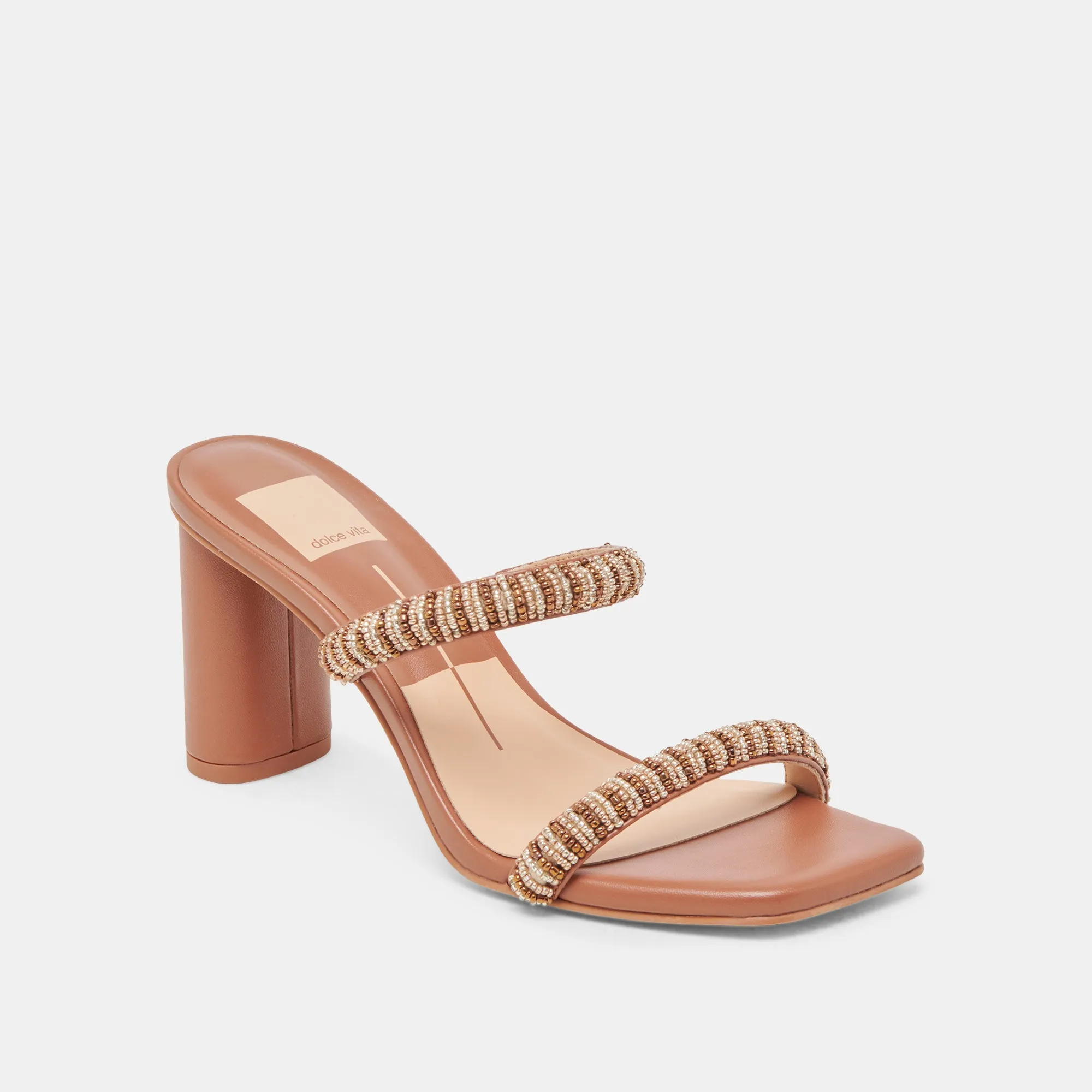 Classy High Heels Affordable NOLAH HEELS TAN MULTI BEADS