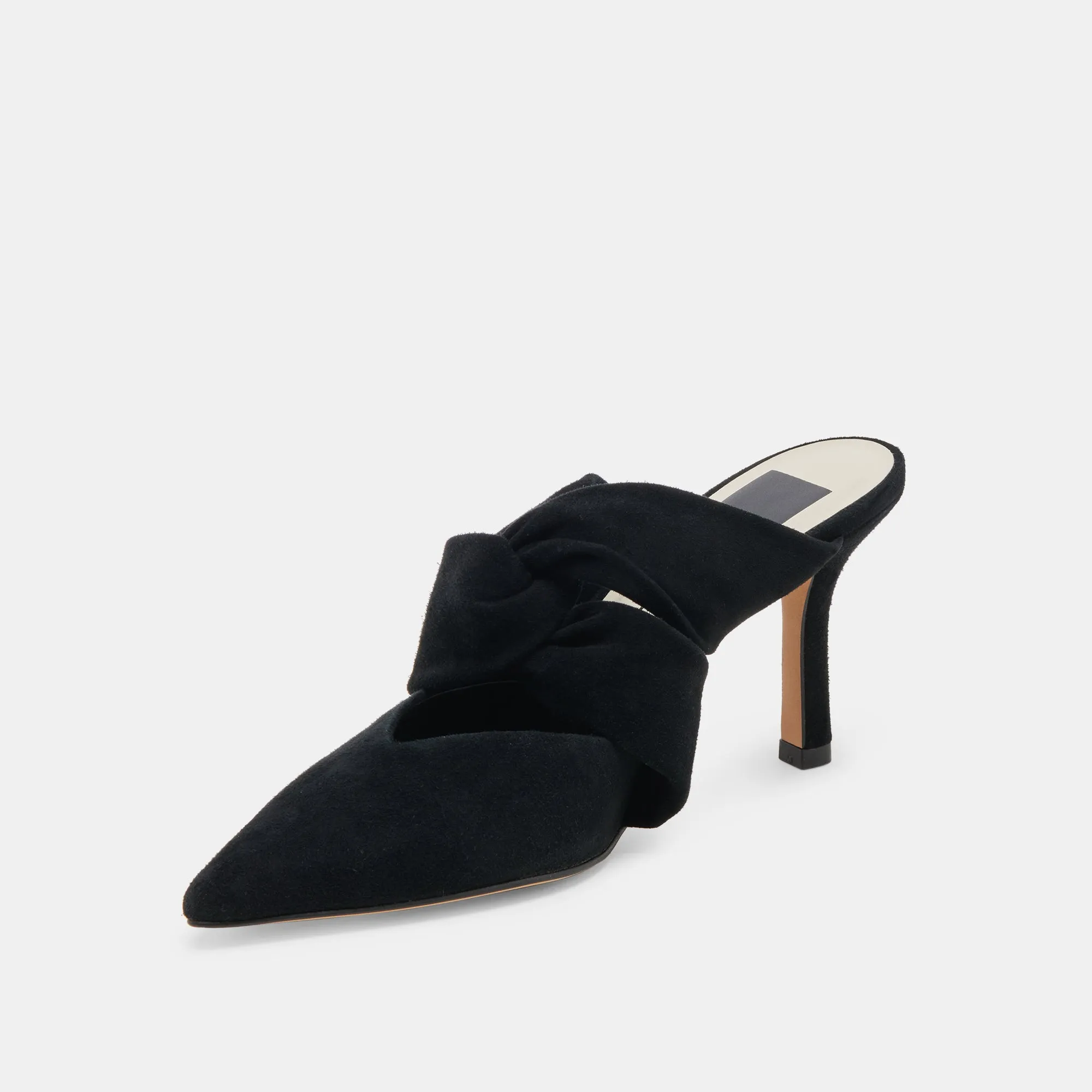 KELSY HEELS ONYX SUEDE Premium Footwear Elastic laces