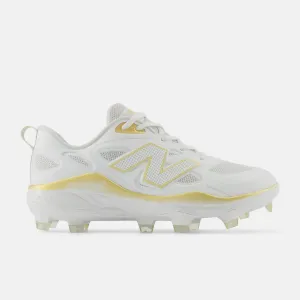 New Balance Women's Fresh Foam X Velo v4 Molded Softball Cleats - White/Gold SPVELOC4 Heat resistant
