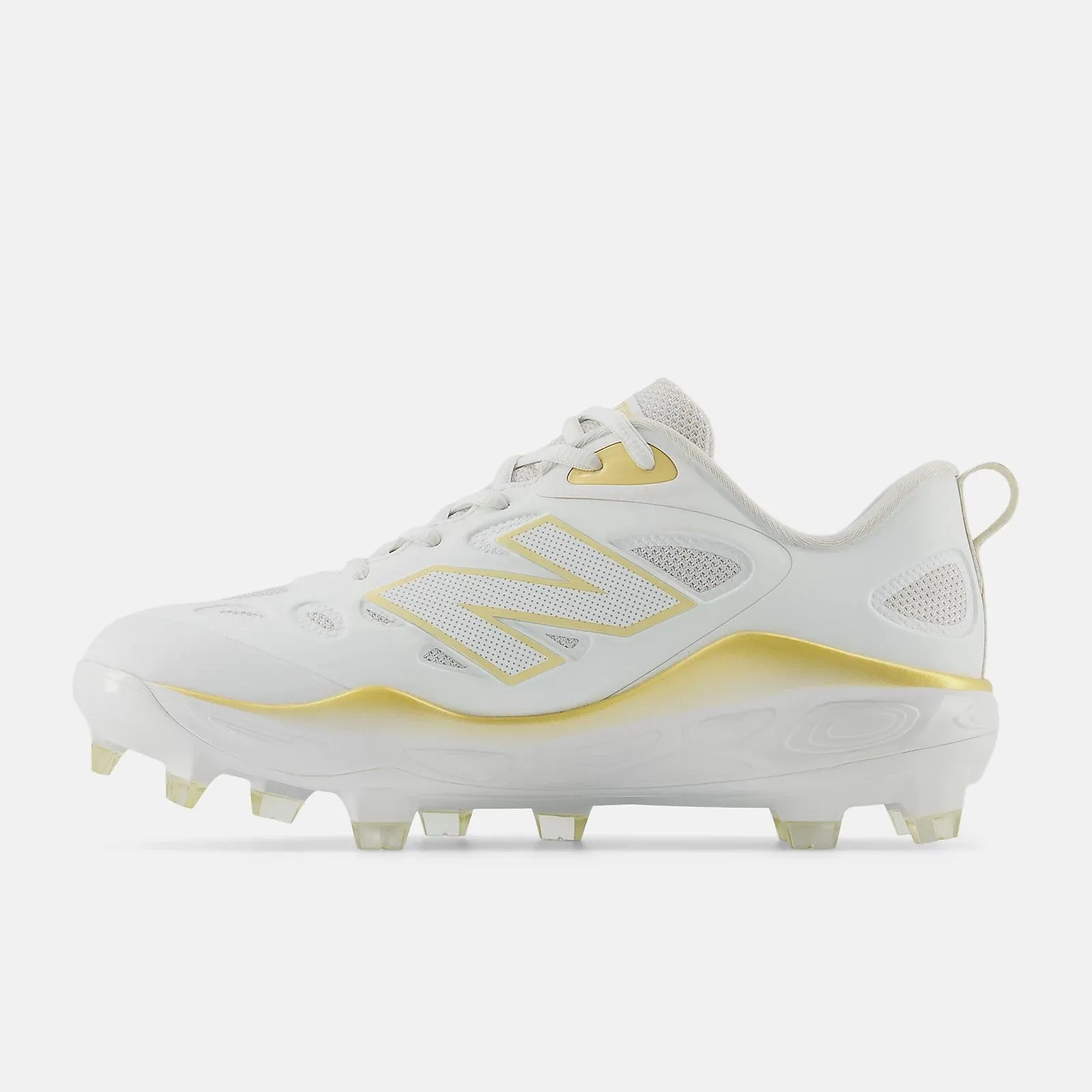 Stylish Look Archaeologist New Balance Women's Fresh Foam X Velo v4 Molded Softball Cleats - White/Gold SPVELOC4