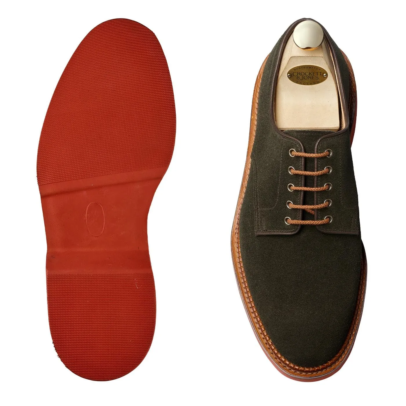 Cornell Earth Green Suede Crisp Finish Durable Stitch Detailing