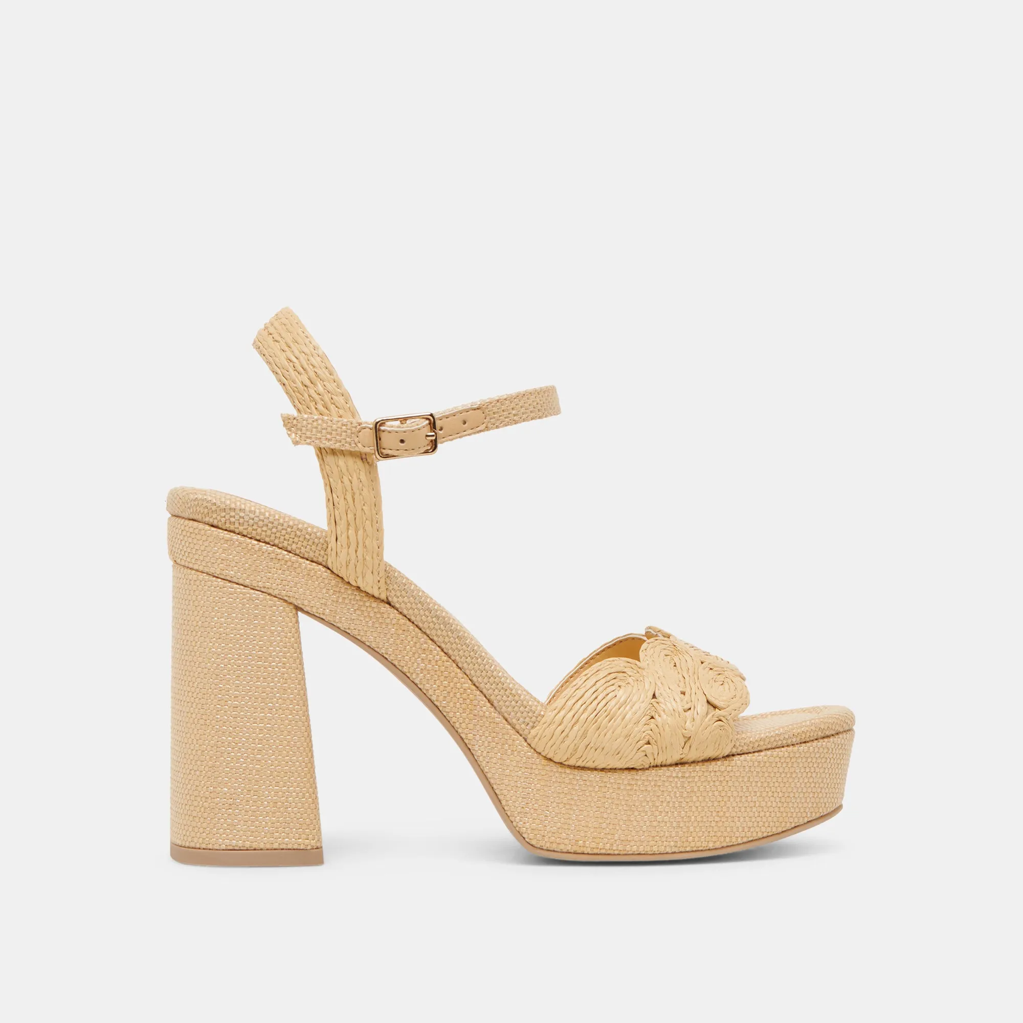 TINAYA HEELS LT NATURAL RAFFIA Wide Strap Heels