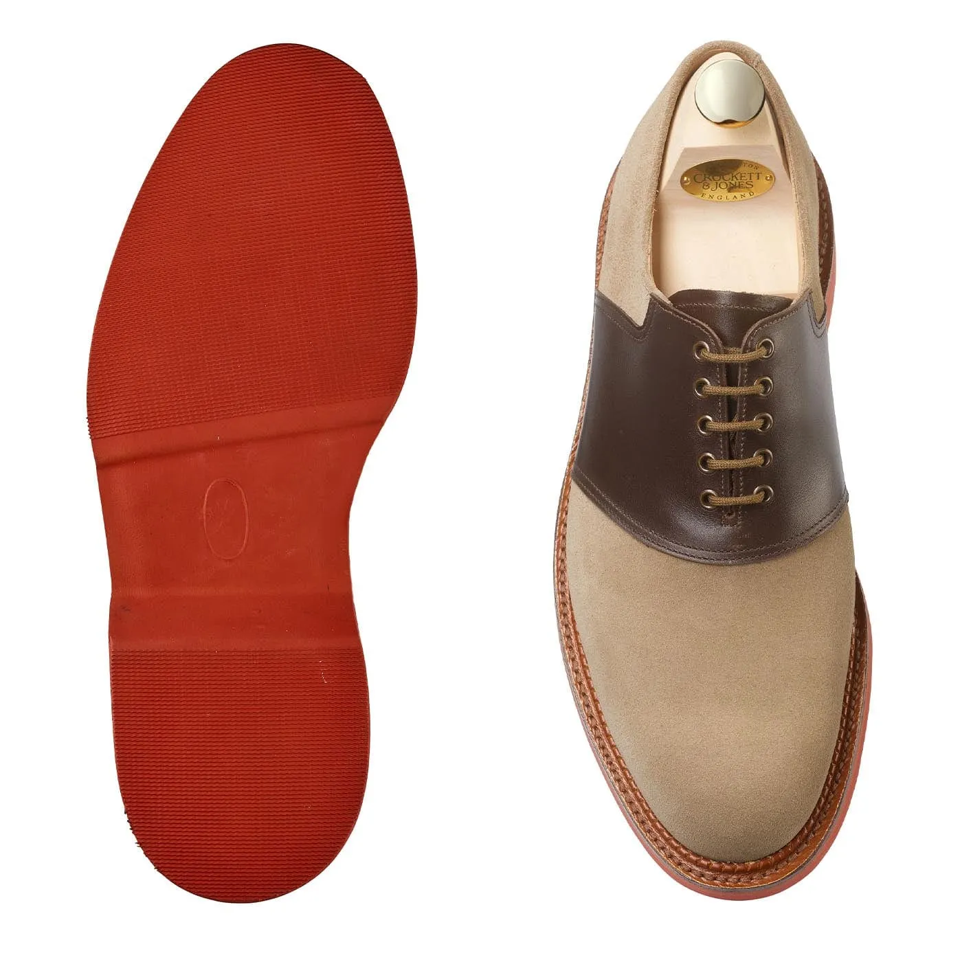 Breathable Oxfords Penn Khaki Suede & Dark Brown Wax Calf