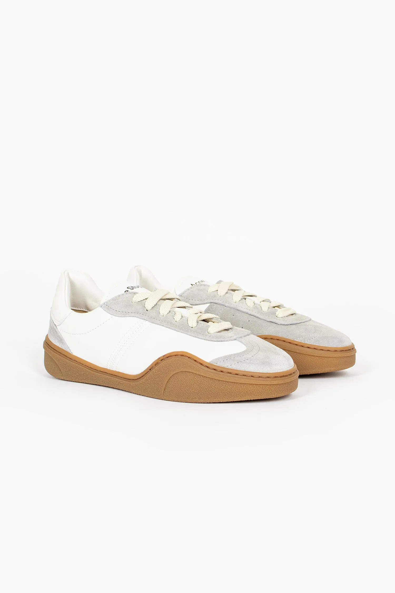 Breath Friendly Slip On Design Lace Up Sneakers White/Brown