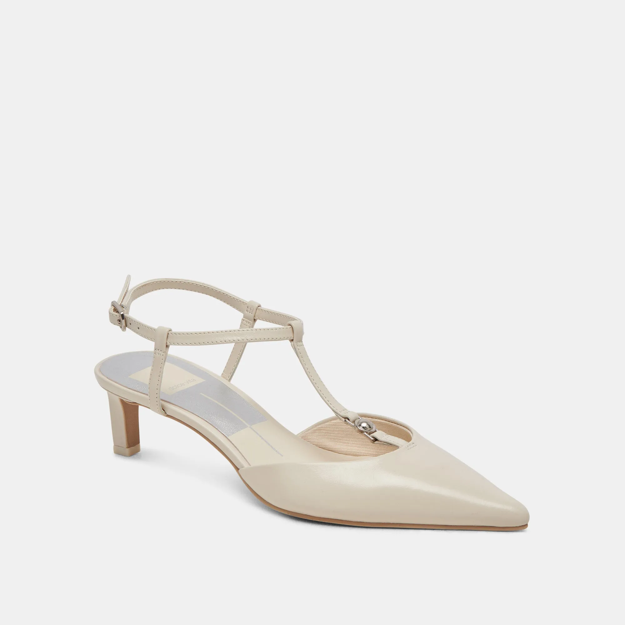 LAVON HEELS IVORY LEATHER Smooth Soles Fall Footwear