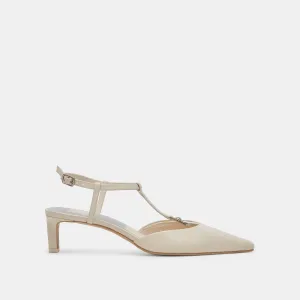 LAVON HEELS IVORY LEATHER Suede Formal Footwear