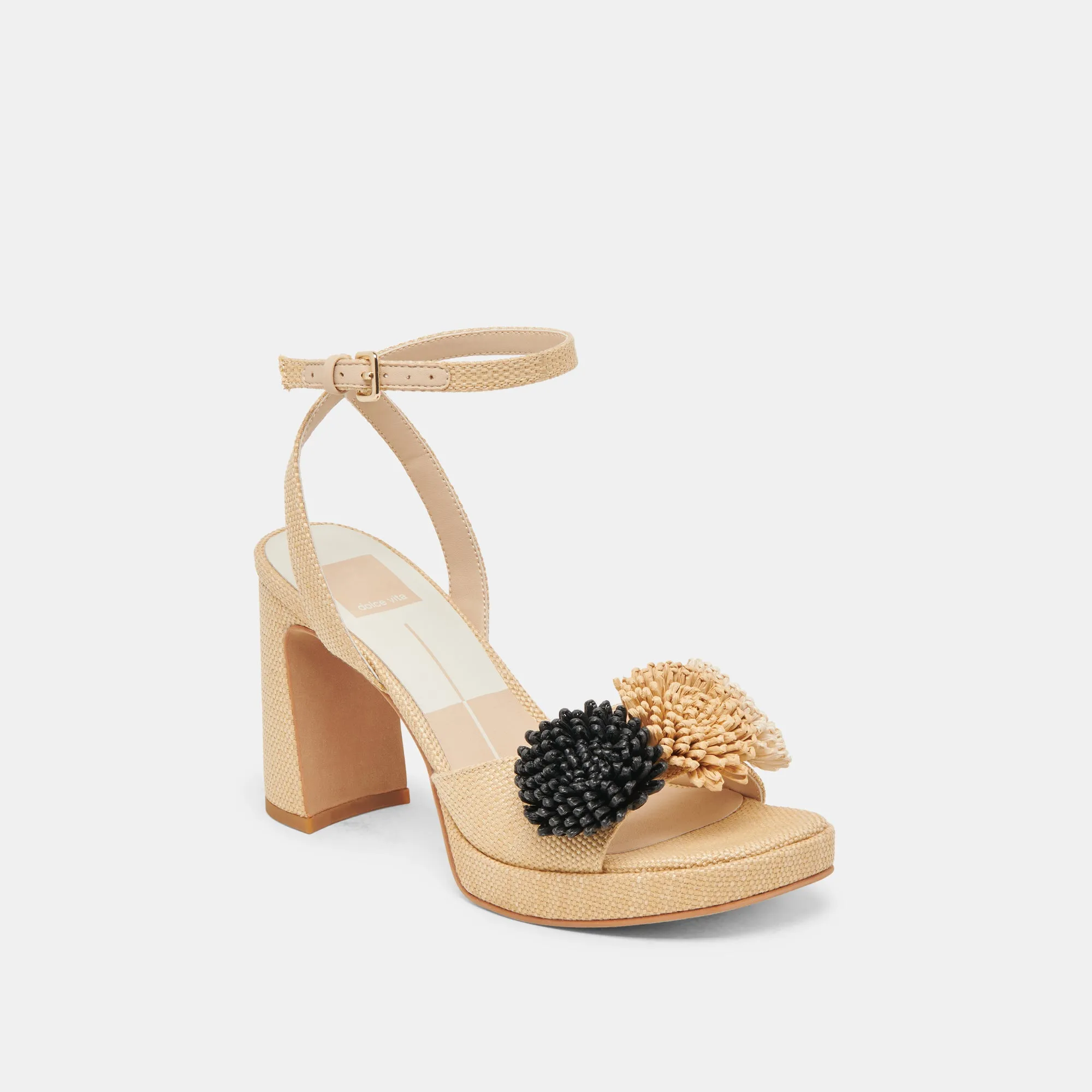 Classic Pumps OLIVEA HEELS BLACK NATURAL RAFFIA