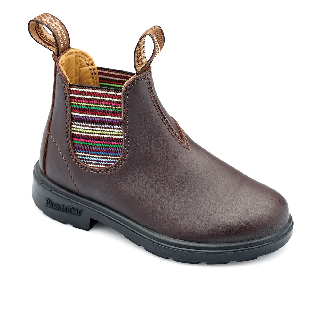 Blundstone 1413 - Kids Striped Brown Elastic - Chelsea Side Zip Low Rise