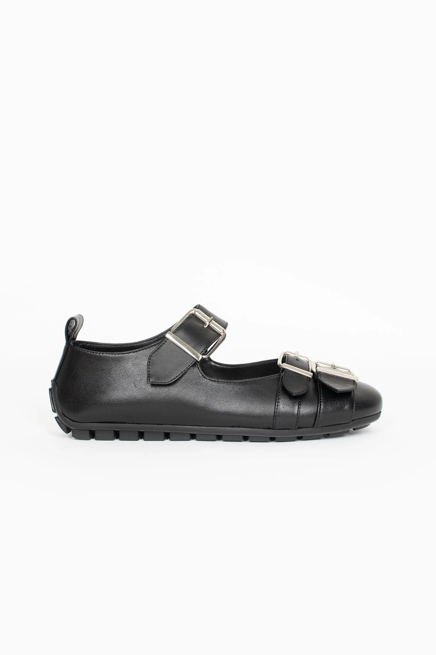 Gym Casual Buckle Ballerina Pump Black
