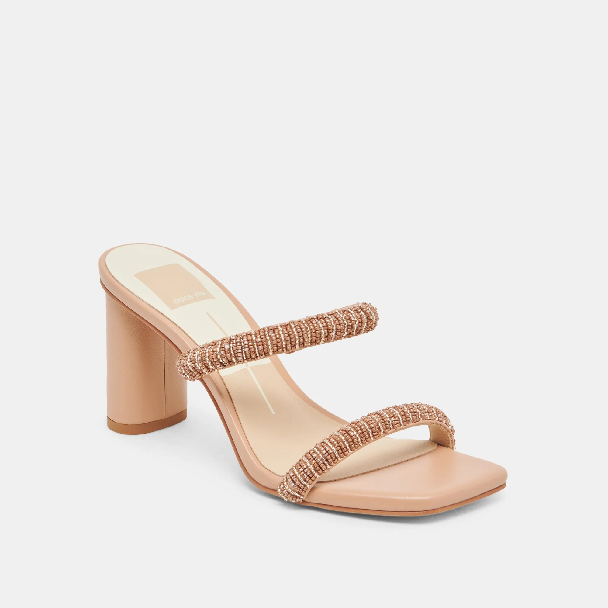 NOLAH HEELS CAFE MULTI BEADS Nude Heels Premium Sandals