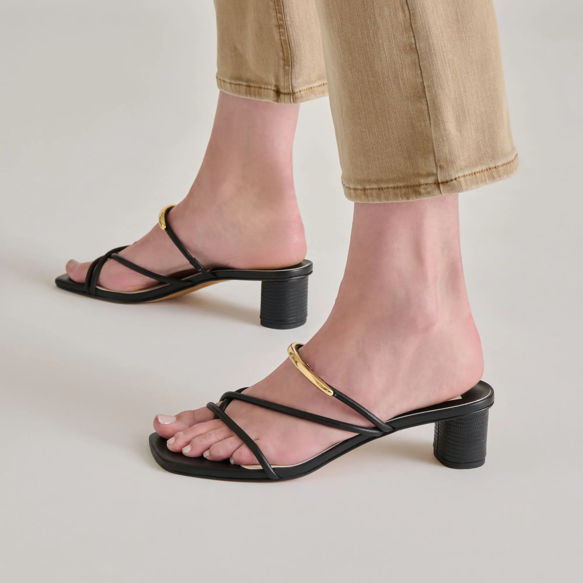 Suede NAIRA HEELS BLACK LEATHER
