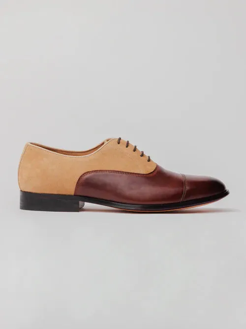 Trinity Combination Oxford - Brown Smart Office Wear Cap Toe Oxfords