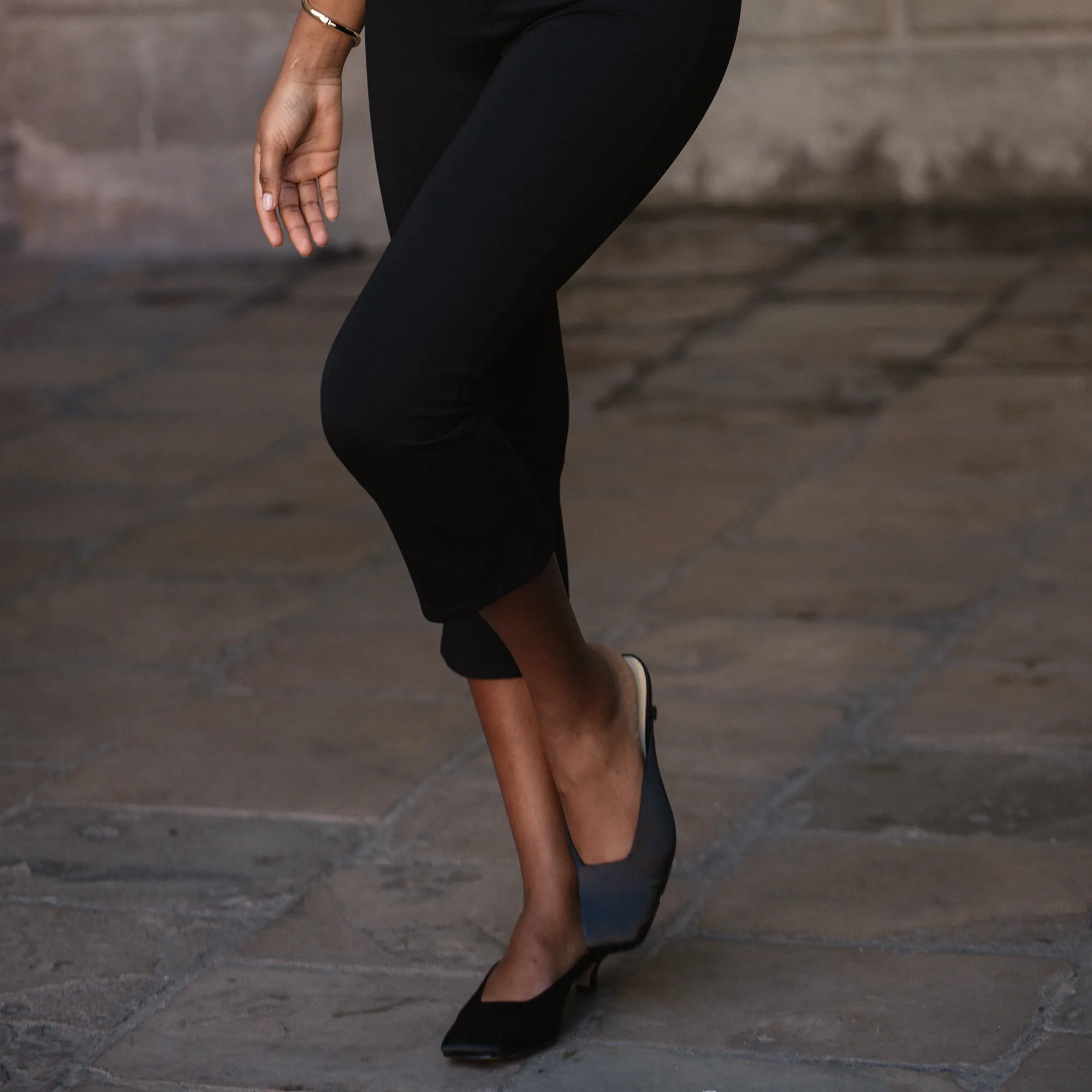 Easy Slip On UMARA HEELS ONYX SATIN