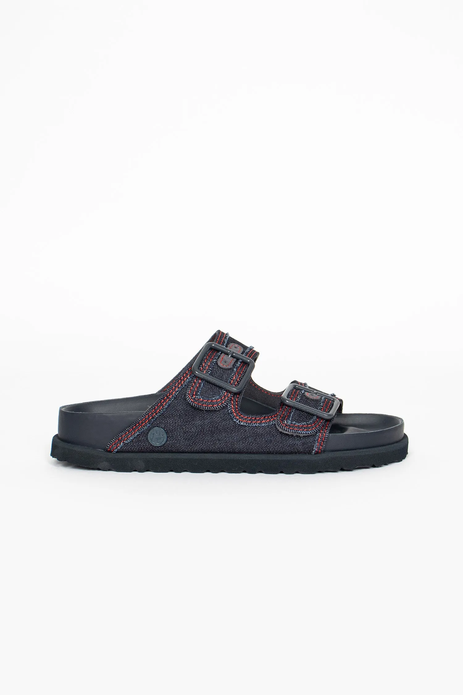 Arizona Stone Washed Sandal Dark Wash Denim Minimal Vibe