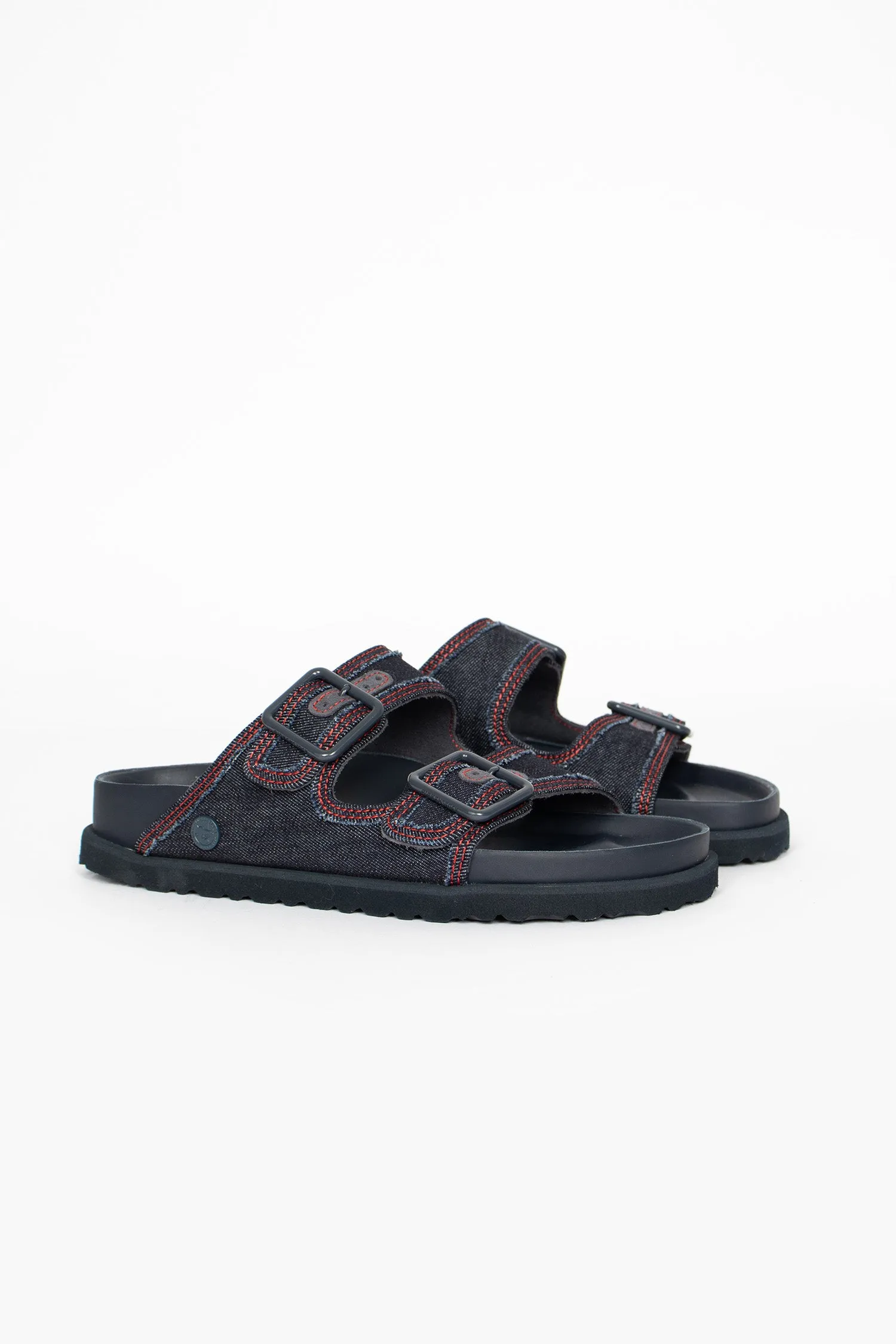 Shock Resistance Grippy Outsole Arizona Stone Washed Sandal Dark Wash Denim