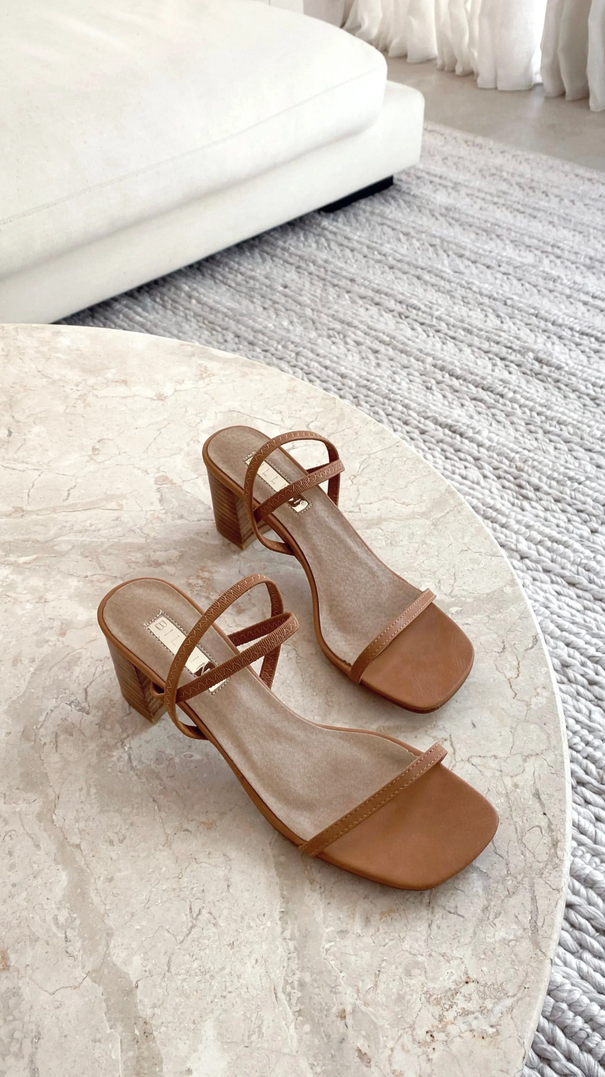 Buckle Detail Balton Mule Heel - Sugar Brown / Natural