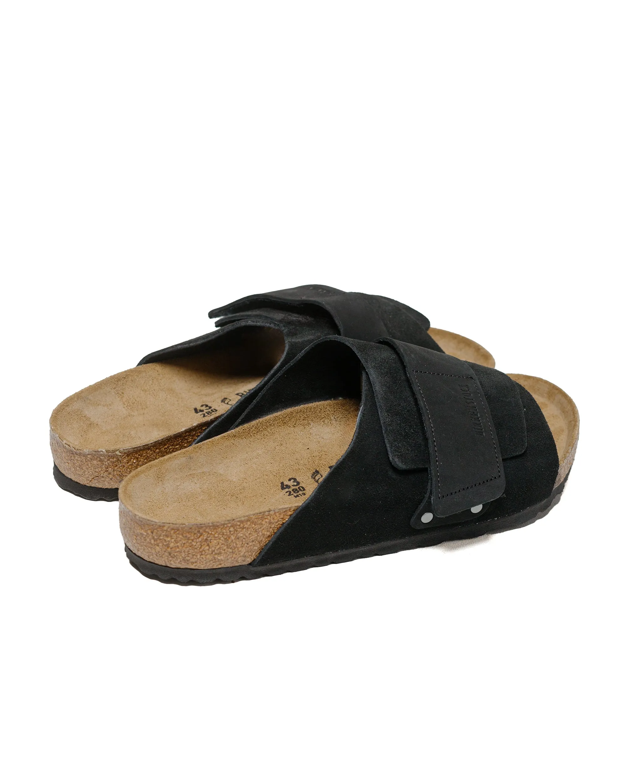 Birkenstock Kyoto Suede Black Minimal Vibe Green Leaf