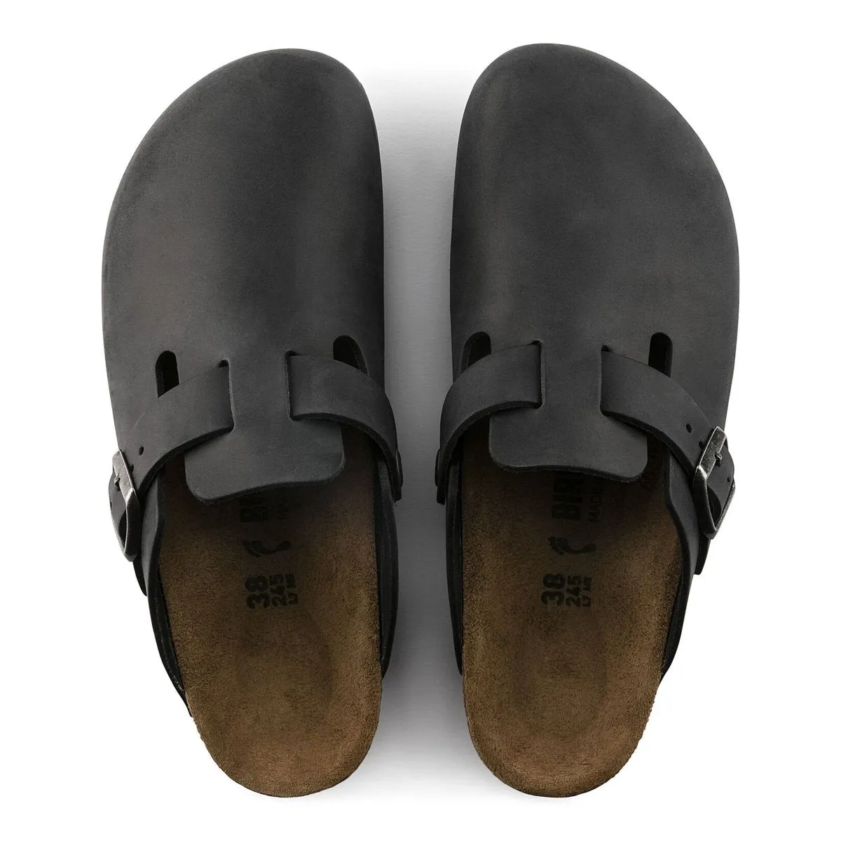 Birkenstock Men's Boston Black Oiled Leather No Break In Cushion Base