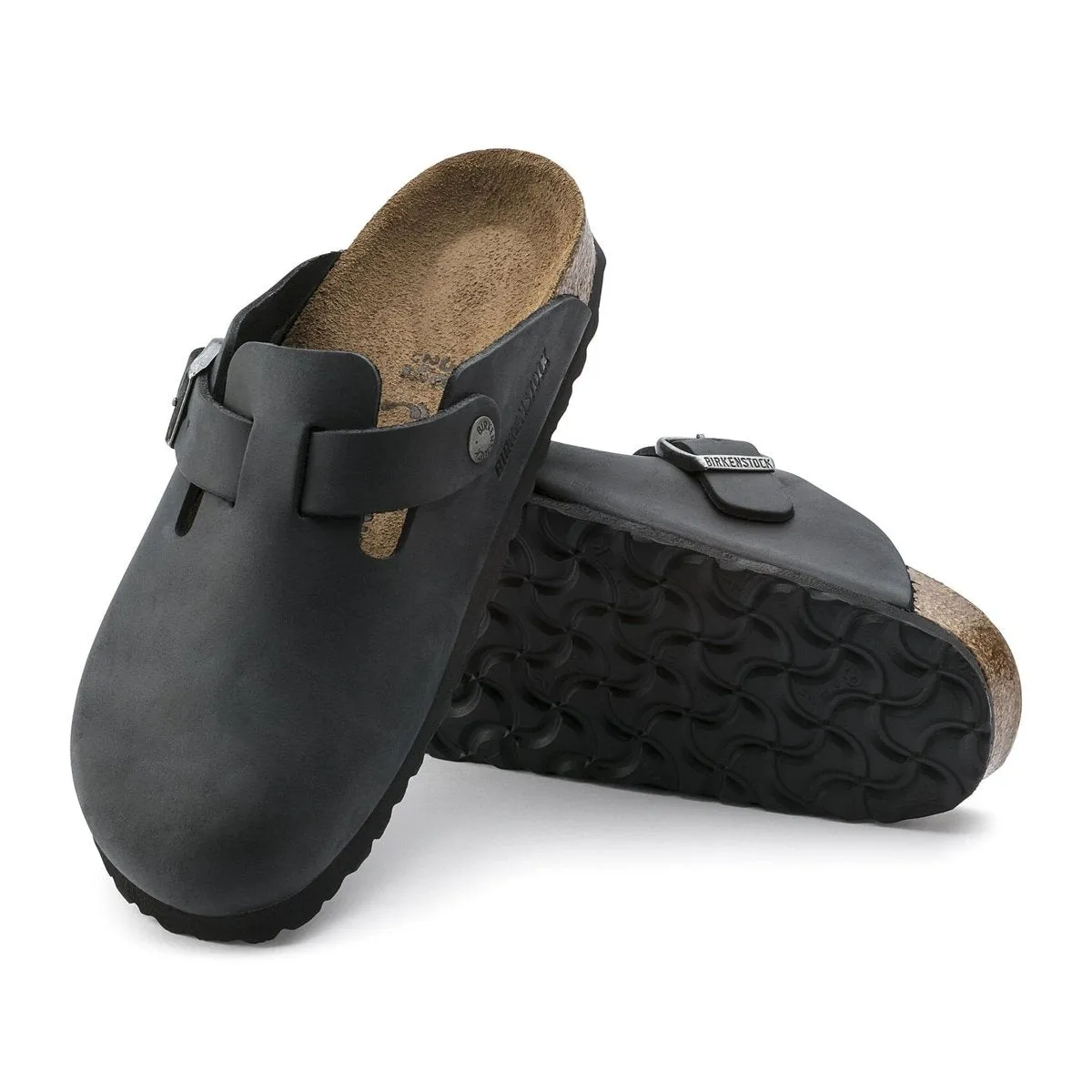 Birkenstock Men's Boston Black Oiled Leather High-Performance Fit