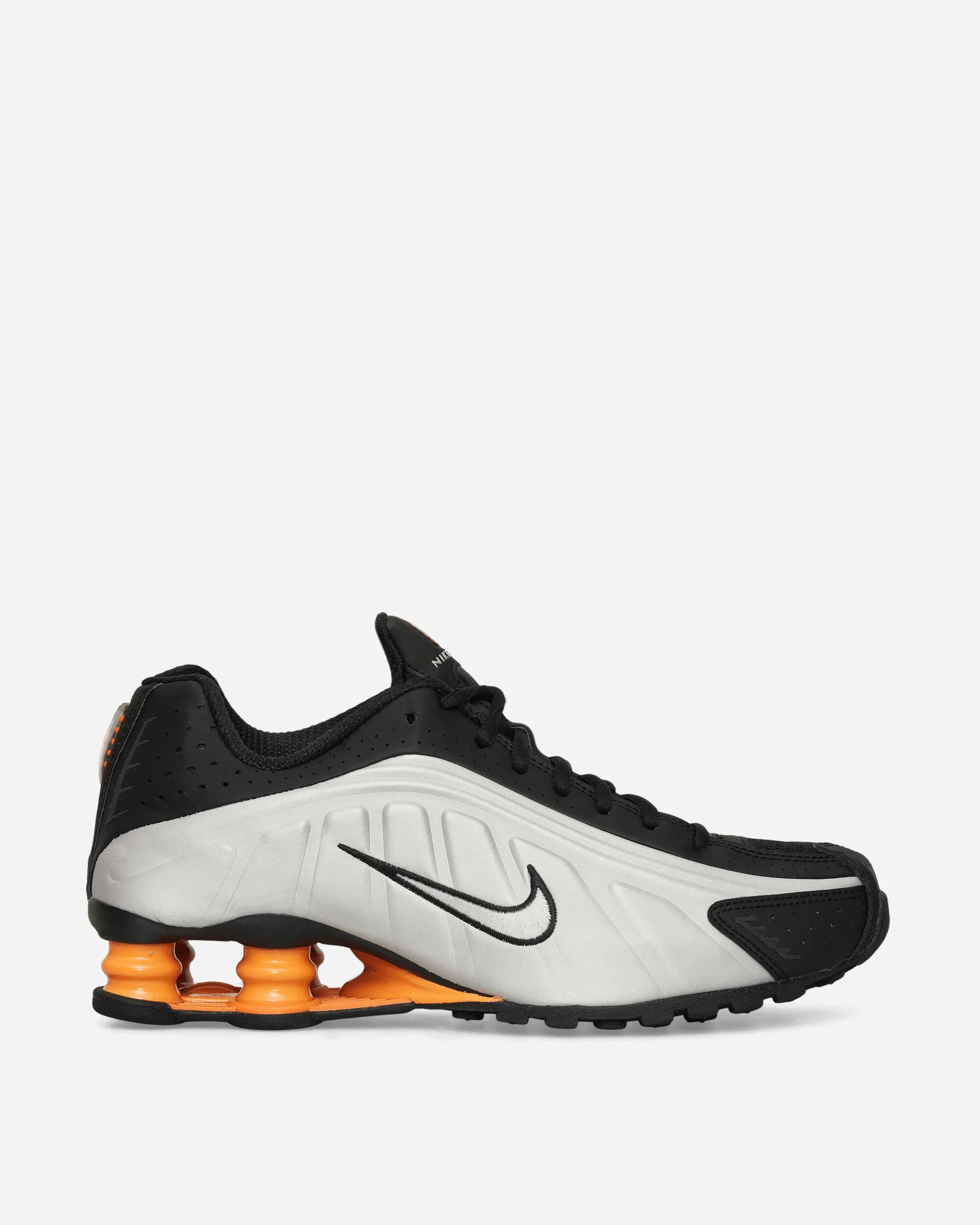 Shox R4 Sneakers Metallic Silver / Black / Bright Mandarin Dawn Walk Breathable Comfort