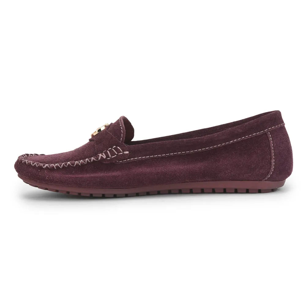 Business Casual Shoes Healers Casual Maroon Loafers For Women GI-SML-52 By Liberty