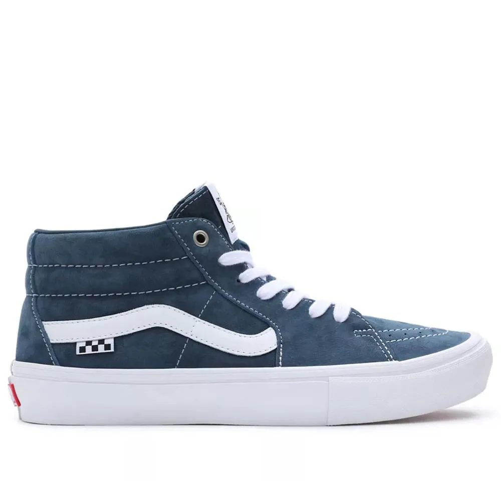 Speed Performance Anti Slip Outsole Vans Skate Grosso Mid Pig Suede - Blue/White