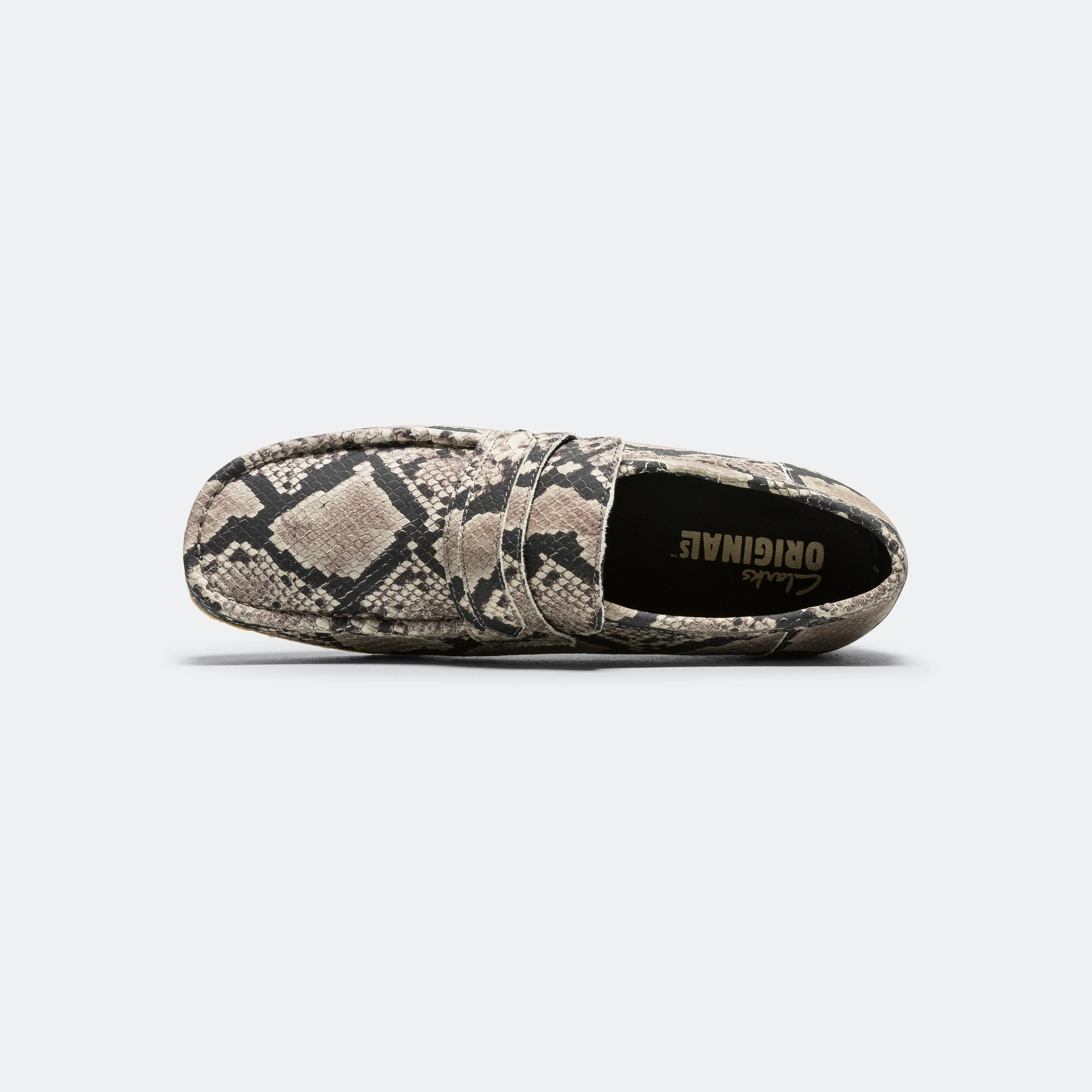 Wide Toe Box Design Wallabee Loafer - Grey Snake Leather