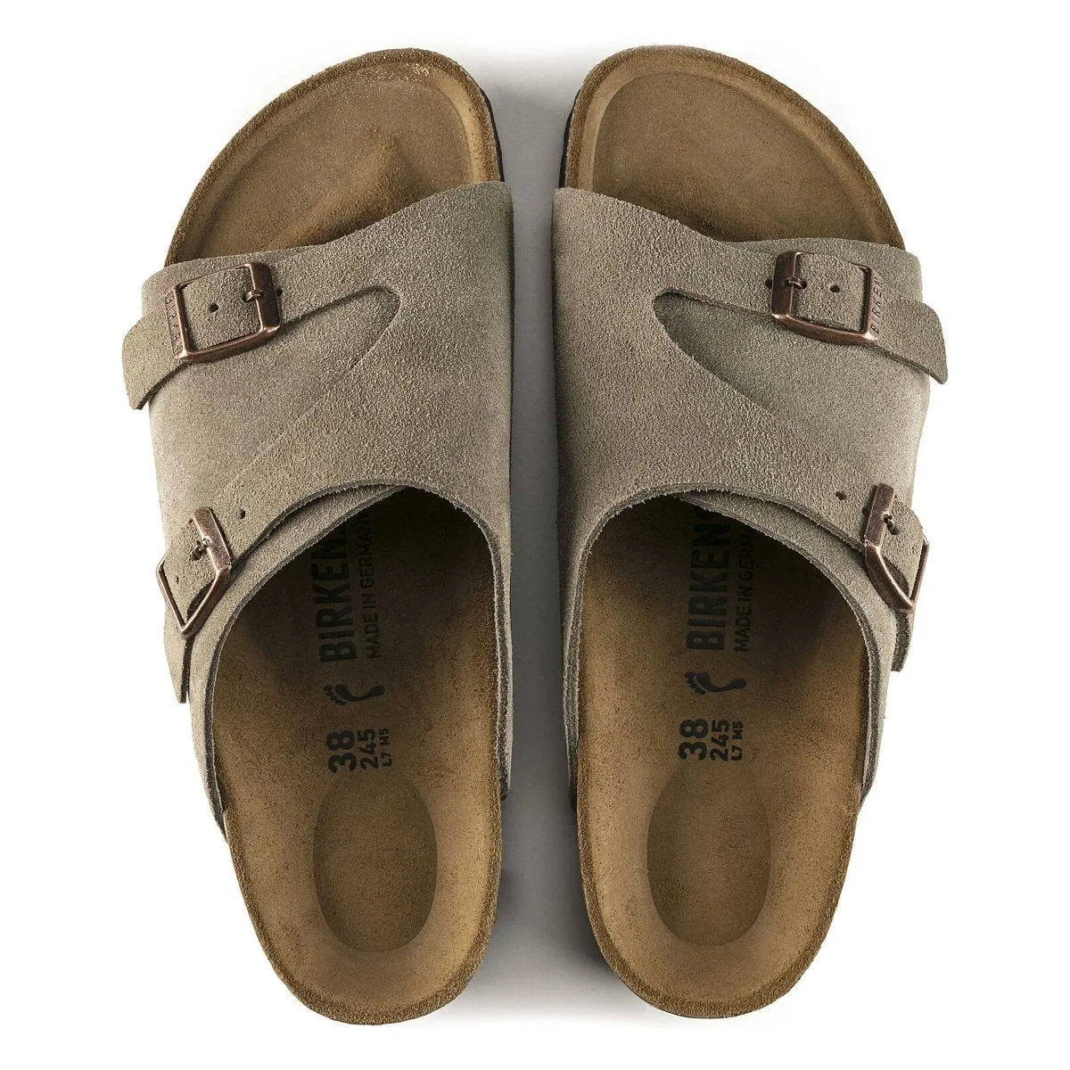 Adjustable Sole Effortless Comfort Birkenstock Men's Zurich Taupe Suede