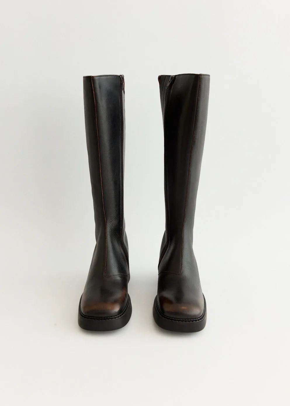 Yumi Brushed Brown Boots Urban Dailywear Look Walk