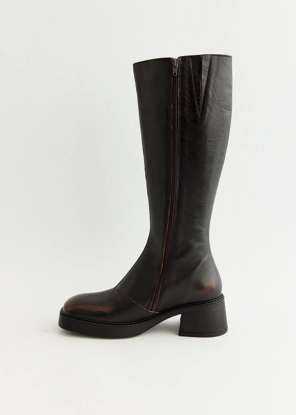 Yumi Brushed Brown Boots Long Stroll