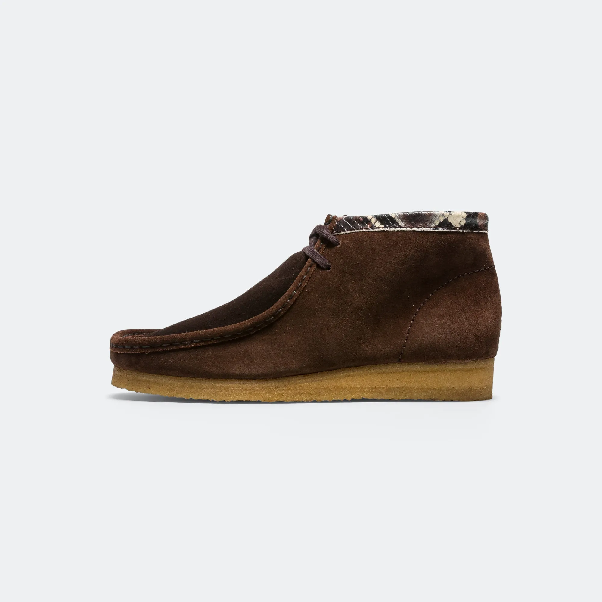 Curved Heel Counter Wallabee Boot - Brown Snake