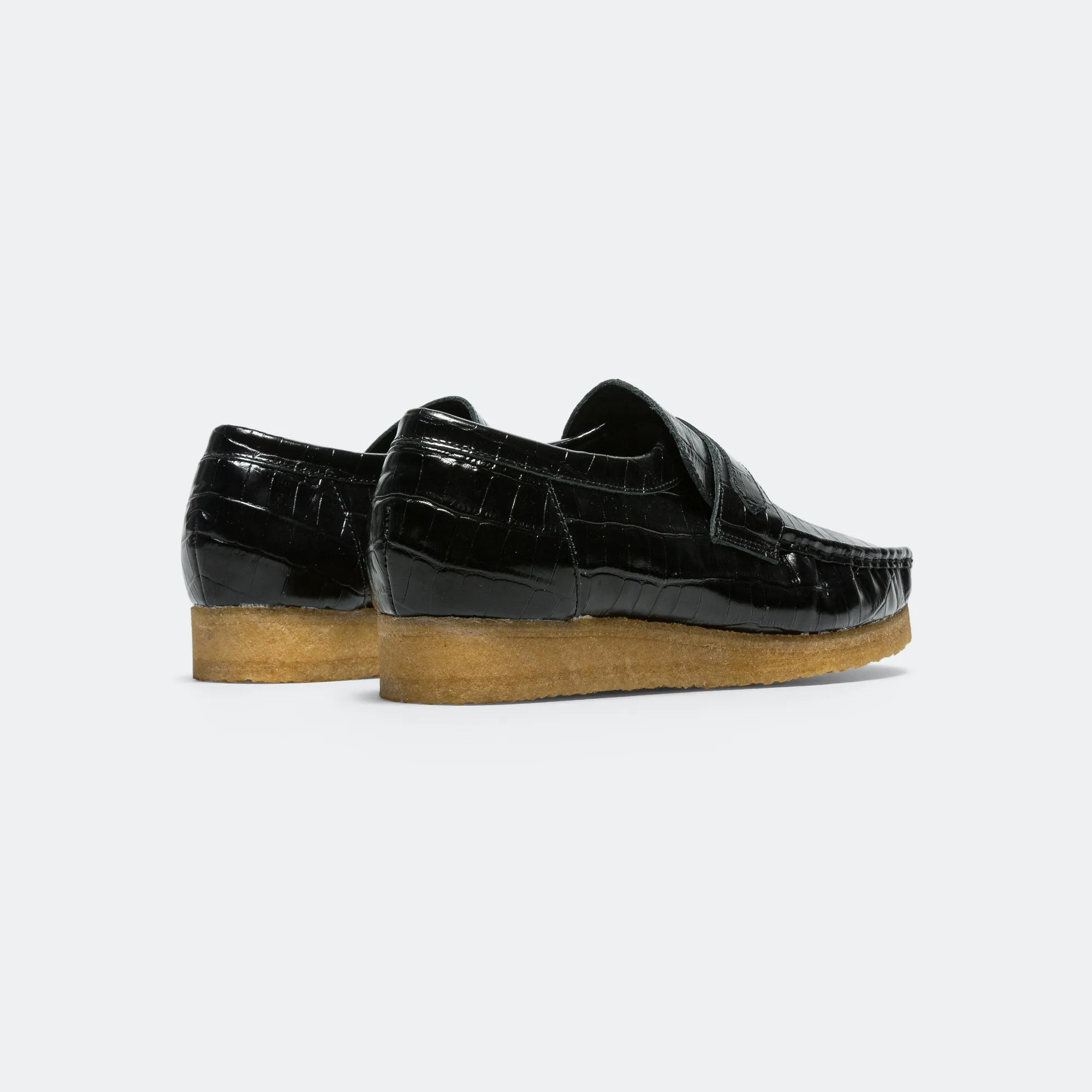 Nonslip Outsole High-performance piece Wallabee Loafer - Black Crocodile