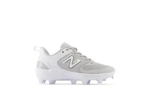 New Balance Women's Fresh Foam Velo V3 Molded Softball Cleats - Grey with White - SPVELOG3 Non Marking