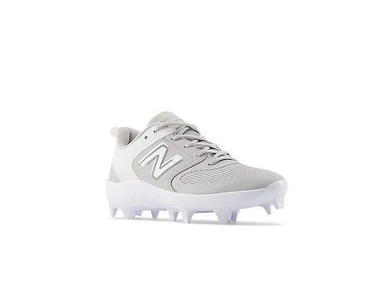 Mid Cut New Balance Women's Fresh Foam Velo V3 Molded Softball Cleats - Grey with White - SPVELOG3