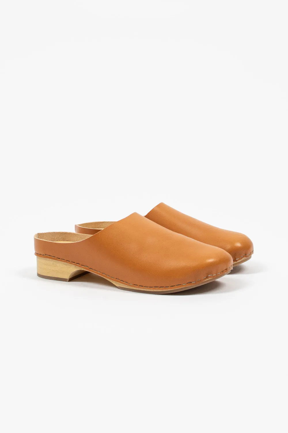 Brand Pop Low Leather Clog Natural