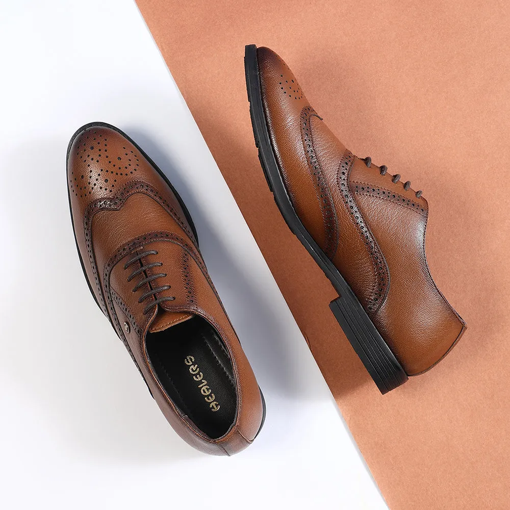 Healers Tan Formal Lacing Oxford Shoes For Men SAGAR-15 By Liberty Polished Oxfords