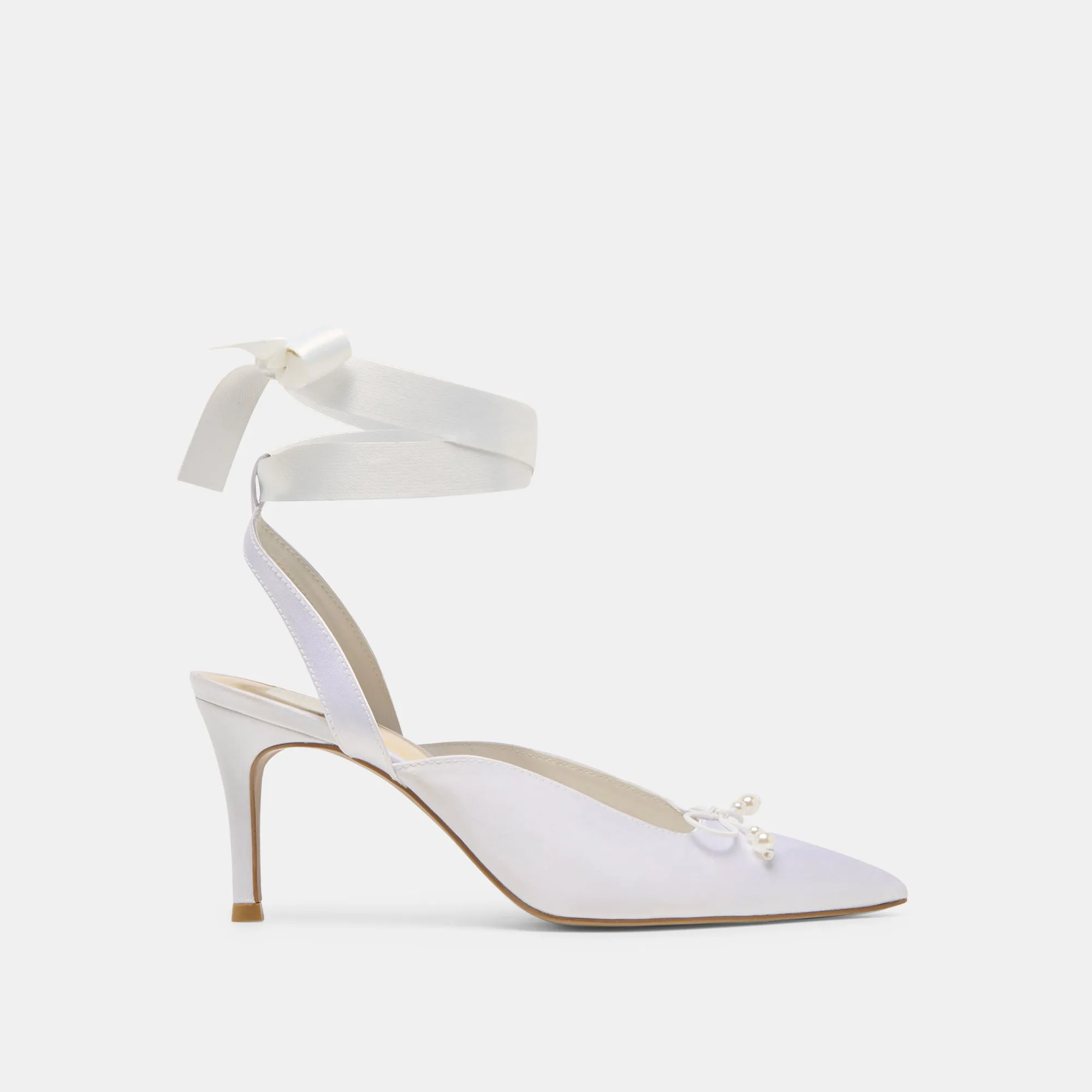 Bridal Footwear with Style Laser cut EFORA HEELS TRUE WHITE SATIN